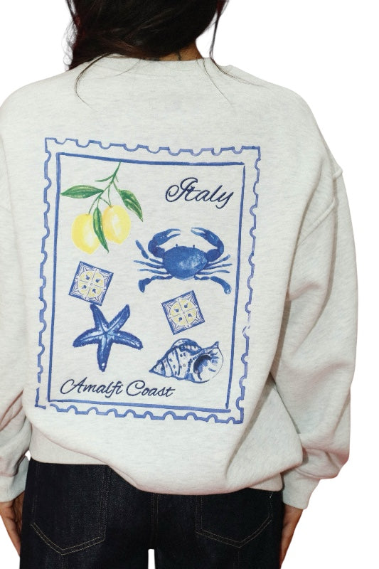 AMALFI COAST GRAPHIC SWEATSHIRT - WHITE