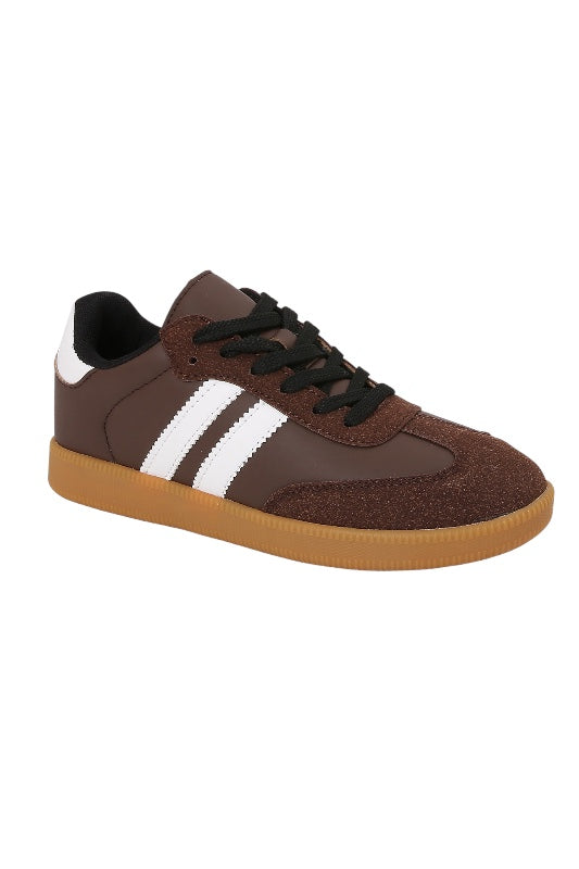 LA LA STRIPED SNEAKERS - BROWN