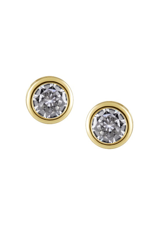 BETH BEZEL STUD EARRINGS - GOLD