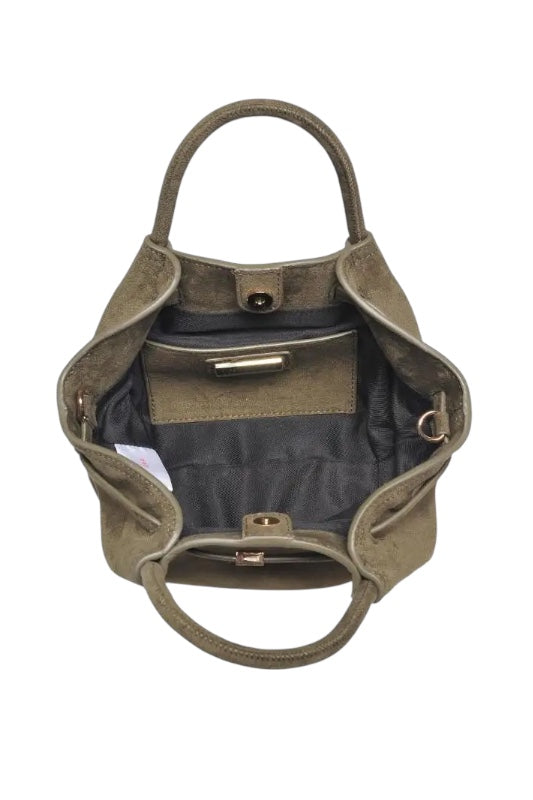 ALMOST PERFECT FAUX SUEDE MINI BAG - OLIVE