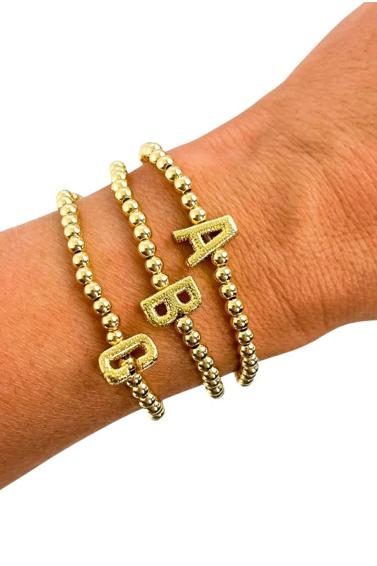 TEXTURED INITIAL BUBBLE LETTER BRACELET