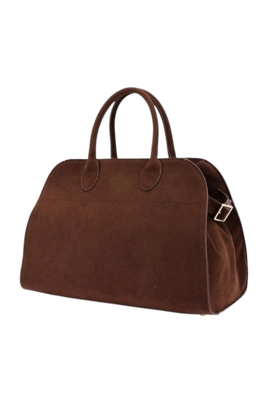 HUDSON FAUX SUEDE TOTE BAG - BROWN