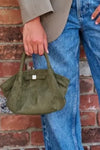 ALMOST PERFECT FAUX SUEDE MINI BAG - OLIVE