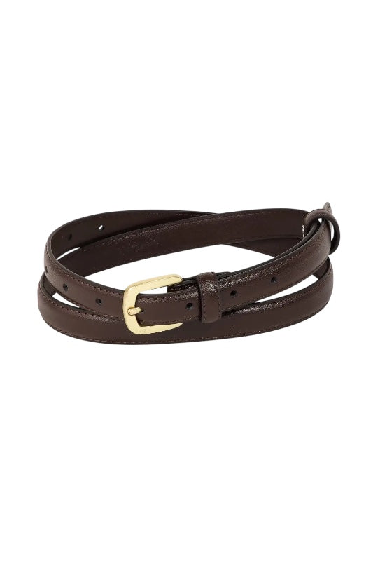 THIN LEATHER BELT - BROWN