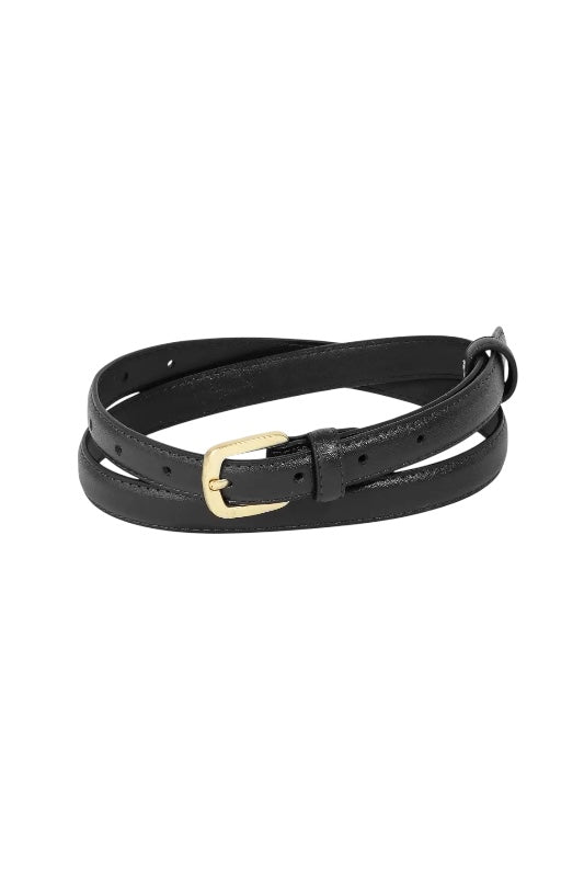 THIN LEATHER BELT - BLACK