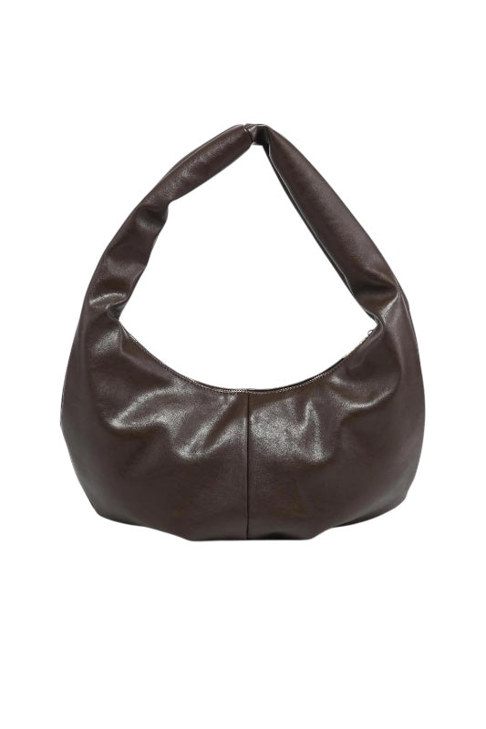 SEE YOU SOON LEATHER SHOULDER BAG - CHOCOLATE