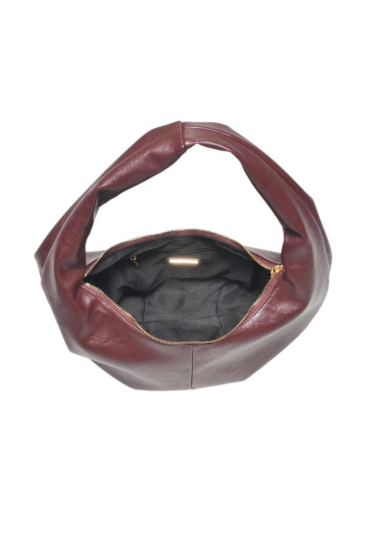 SEE YOU SOON LEATHER SHOULDER BAG - BURGUNDY