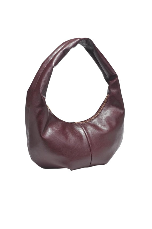 SEE YOU SOON LEATHER SHOULDER BAG - BURGUNDY