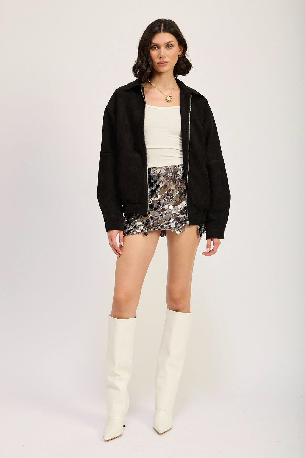 BLEECKER OVERSIZED SUEDE BOMBER JACKET