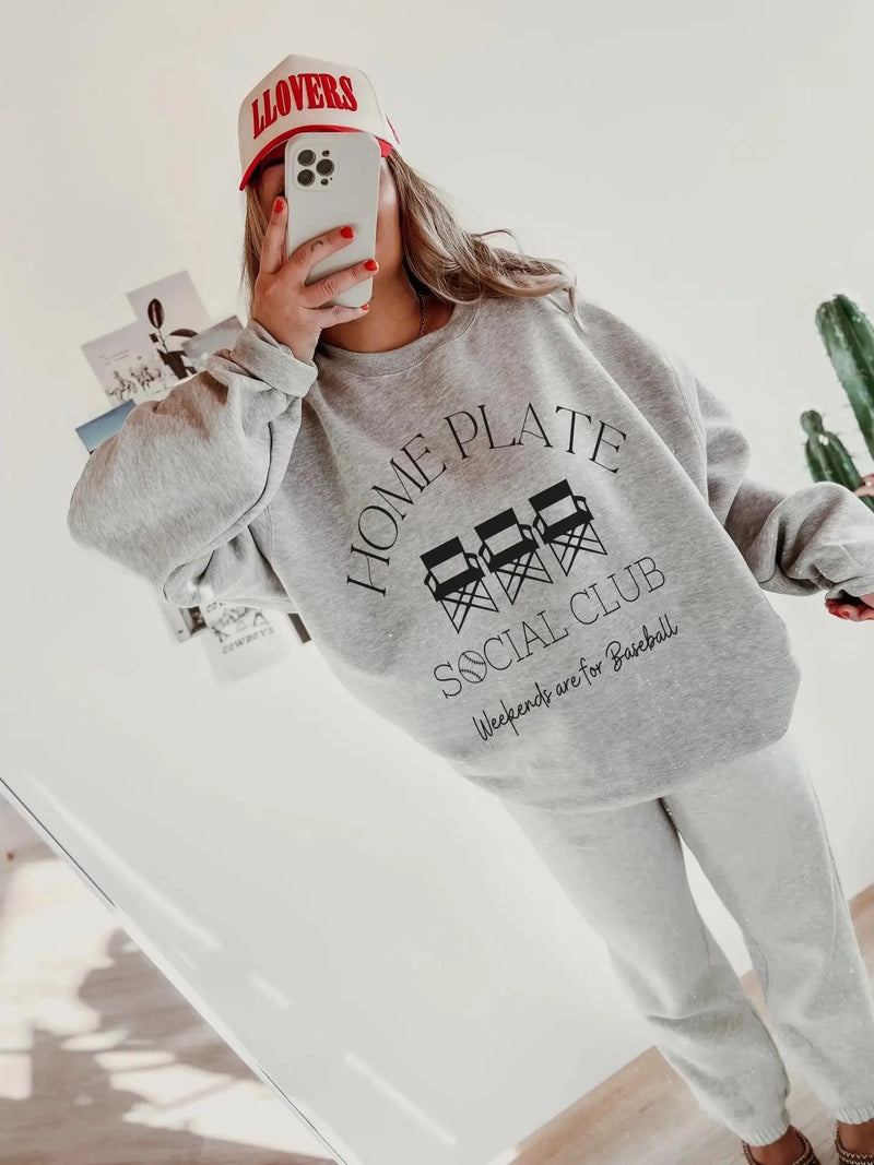 WEEKENDS ARE FOR BASEBALL GRAPHIC SWEATSHIRT - ASH GREY