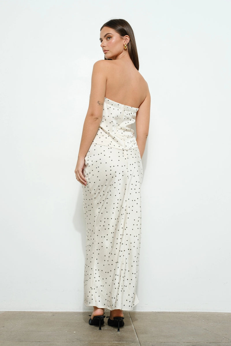 CALI POLKA DOT STRAPLESS TOP