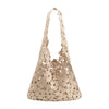 SANTORINI WOVEN FLORAL SHOULDER BAG - TAUPE
