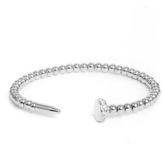 BEADED NAIL BRACELET - SILVER