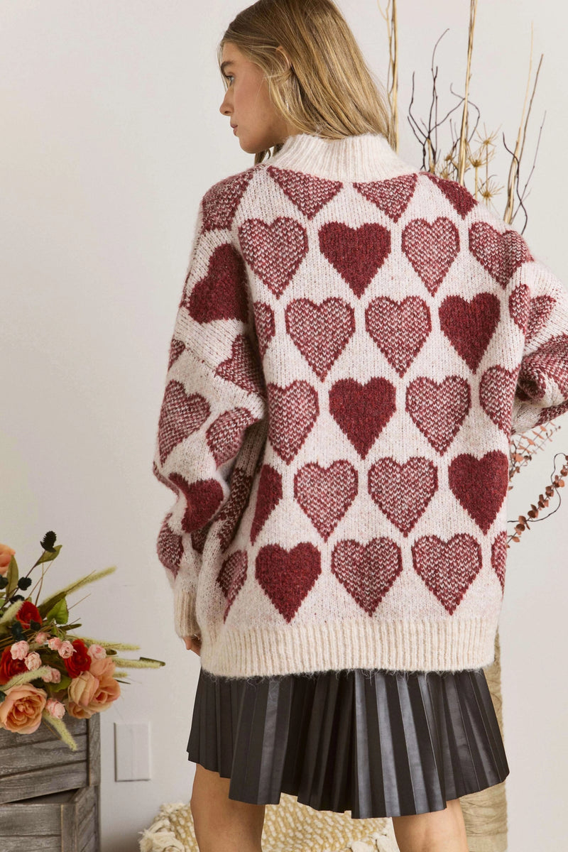 CAN'T BUY ME LOVE HEART KNIT SWEATER