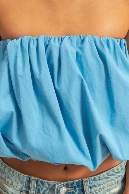 MY TIME BUBBLE HEM TOP - BLUE