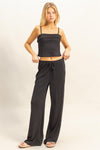 STREET STYLE RIBBED CAMI AND PANTS SET