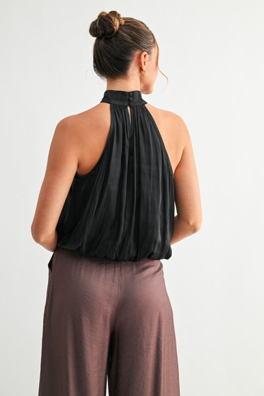 MEANT TO BE MOCK NECK SATIN TOP